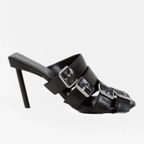 Balenciaga Black Buckle Mule Sandals